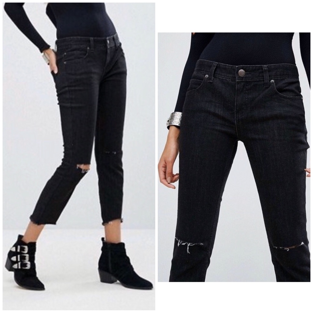 Free People Destroyed Raw Hem Skinny Jean Sz 28